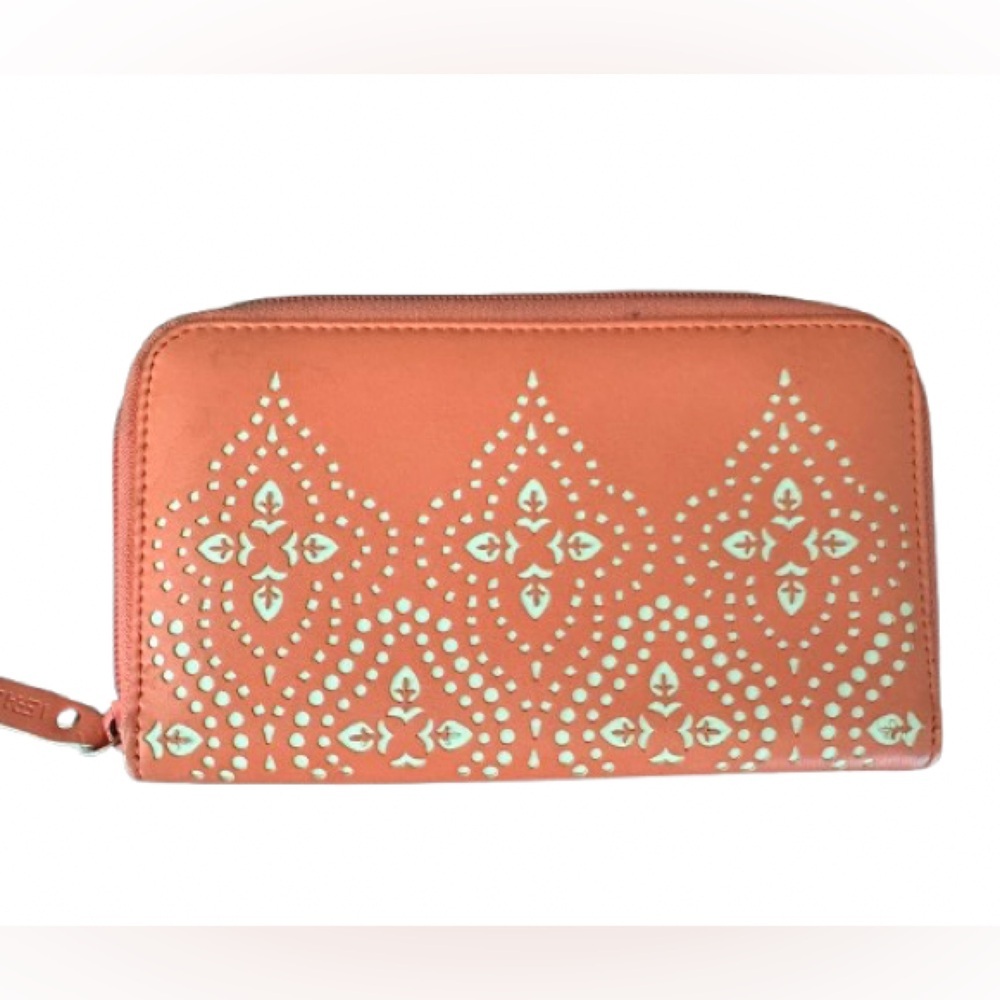 Vera Bradley Coral and Cream Eyelet Wallet
